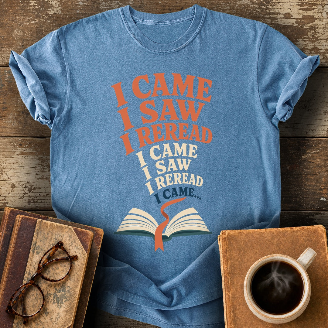 I Came, I Saw, I Reread Tee - blue jean shirt mockup